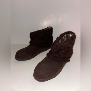 MUK LUK Lava Knit Overlay Round Toe Memory Foam Ankle Bootie‎ Women 11M Pull-On